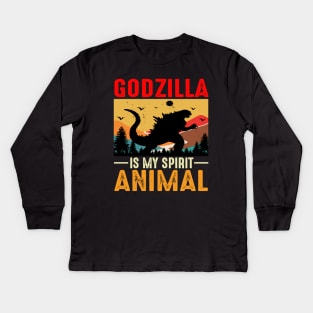 Godzilla Is My Spirit Animal Kids Long Sleeve T-Shirt